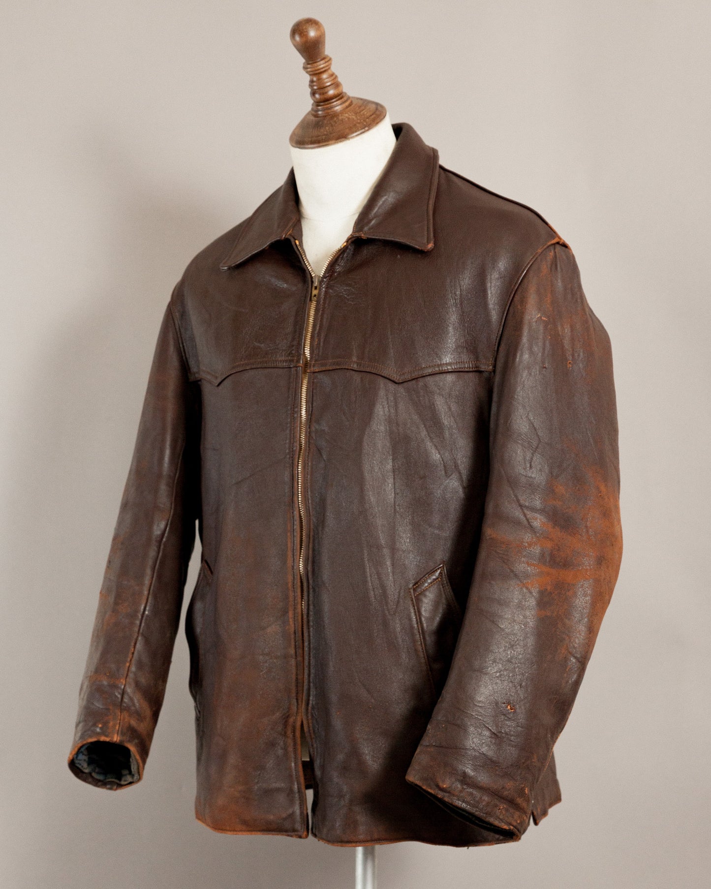 Vintage 1950s French Leather Work Jacket - Large (44)