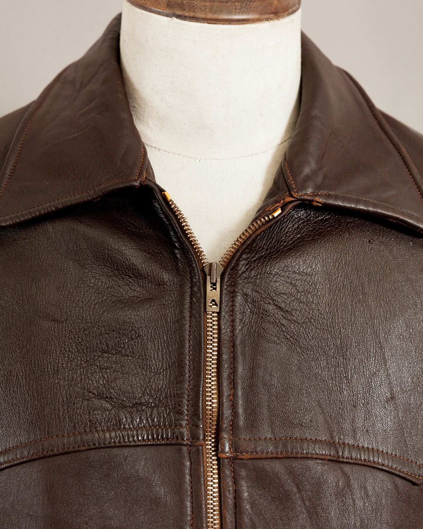 Vintage 1950s French Leather Work Jacket - Large (44)