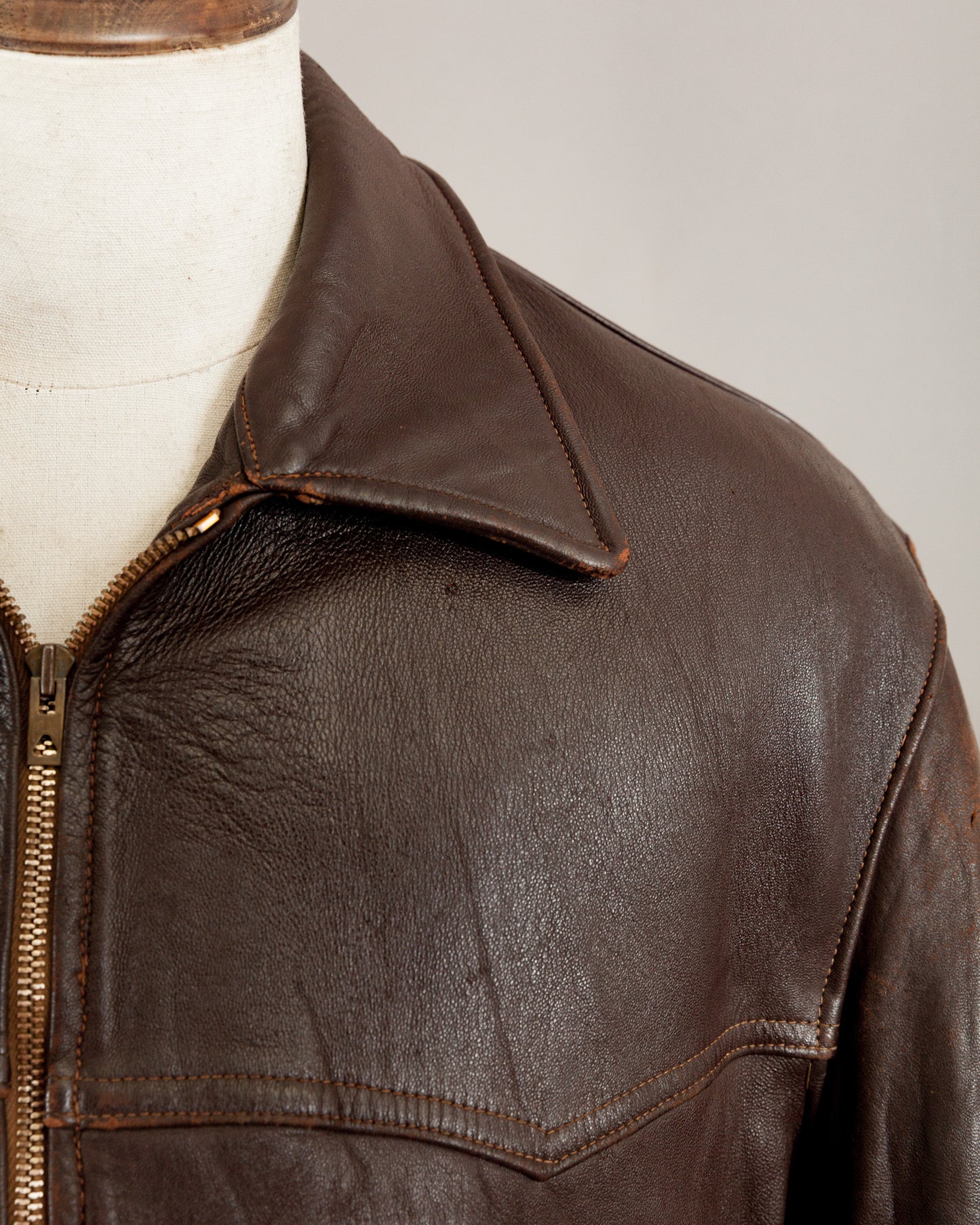Vintage 1950s French Leather Work Jacket - Large (44)