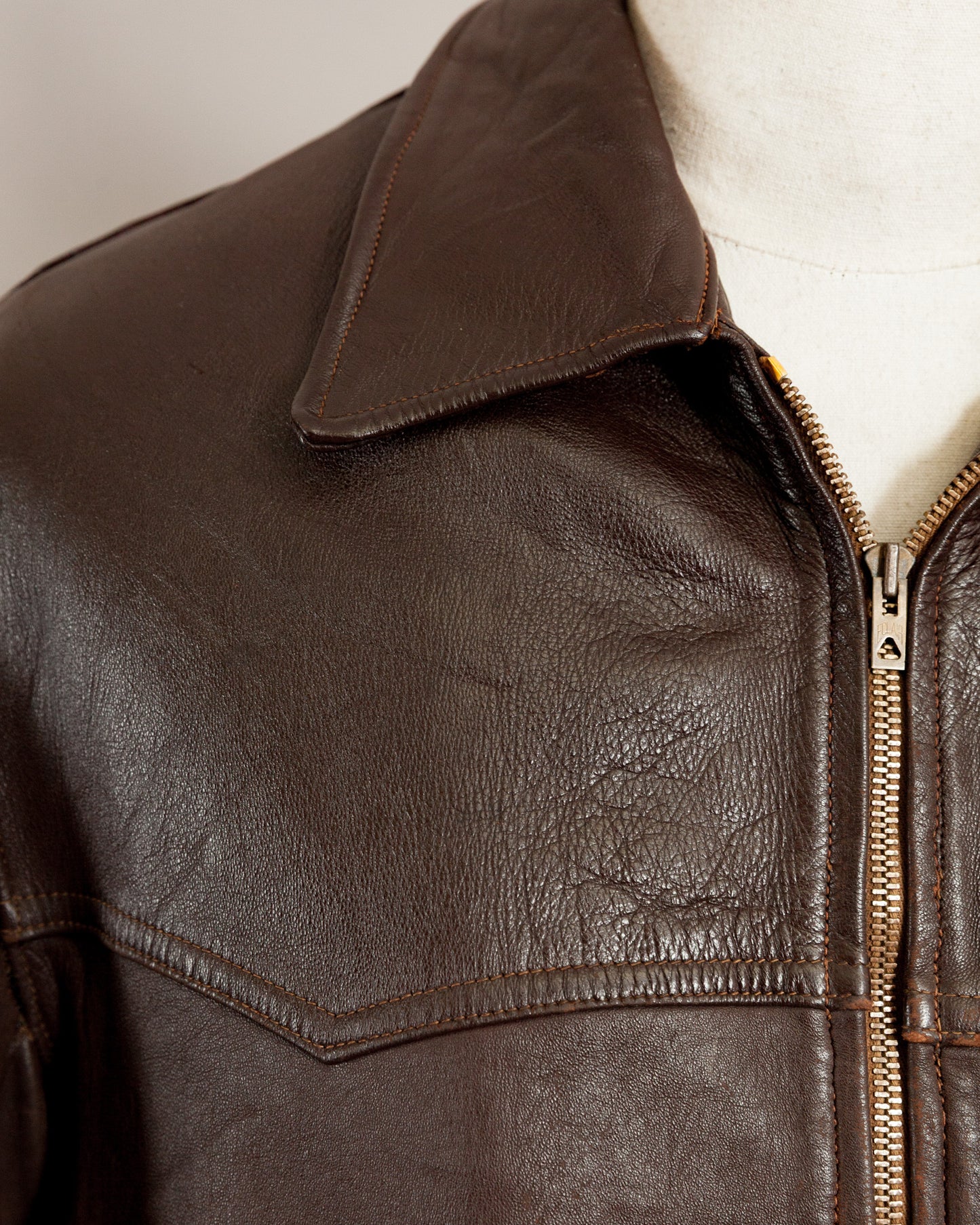 Vintage 1950s French Leather Work Jacket - Large (44)