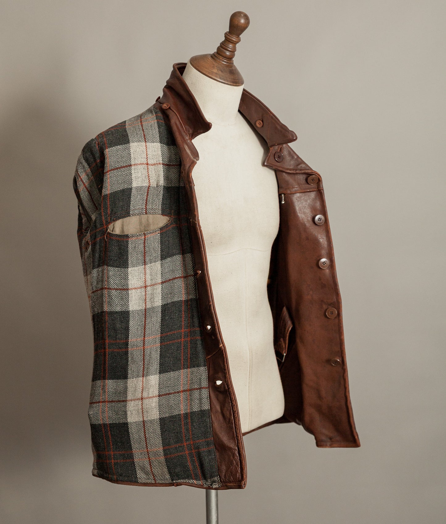 Vintage 1940s Swedish Belted Leather Motoring Coat