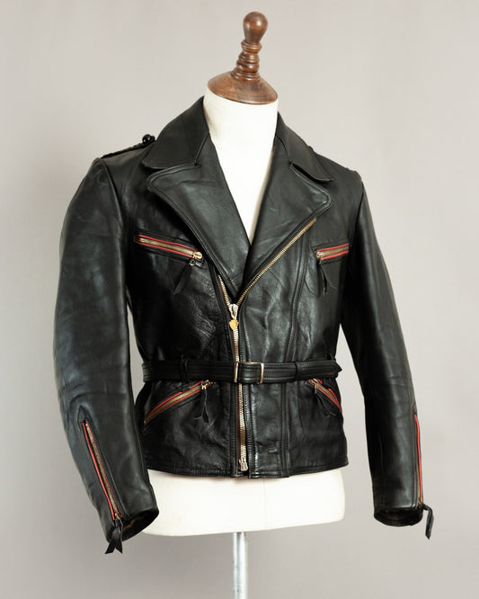 1950s German Haelson Leather Motorcycle Jacket XS (36)