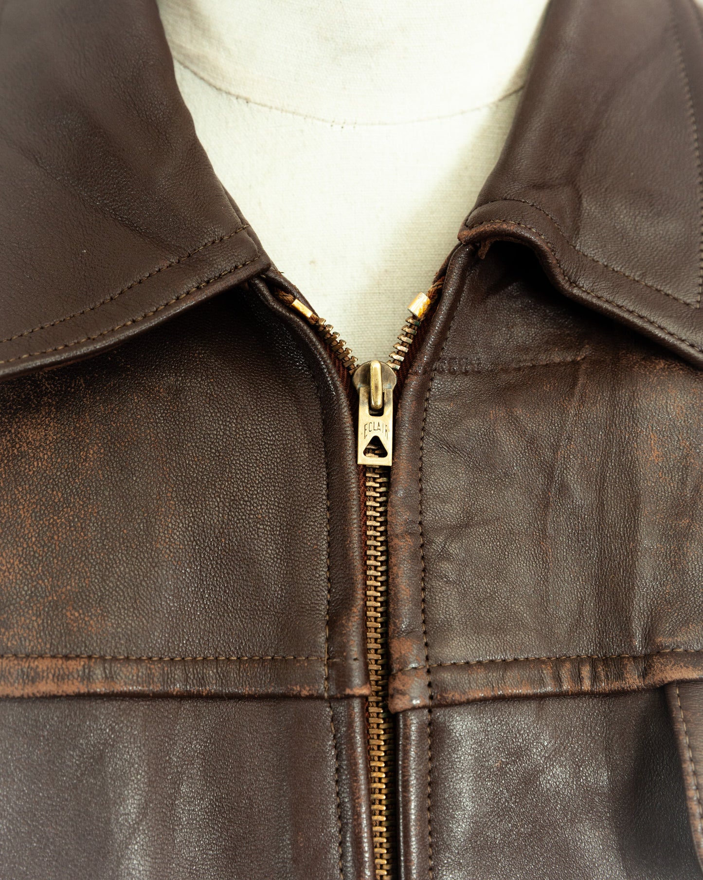 1950s French Vintage Leather Work Jacket (44-46)