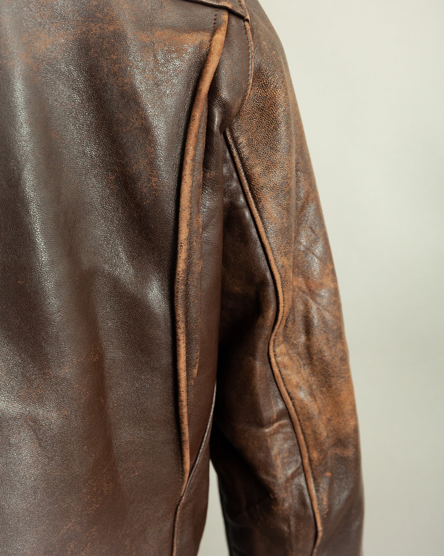 1950s French Vintage Leather Work Jacket (44-46)