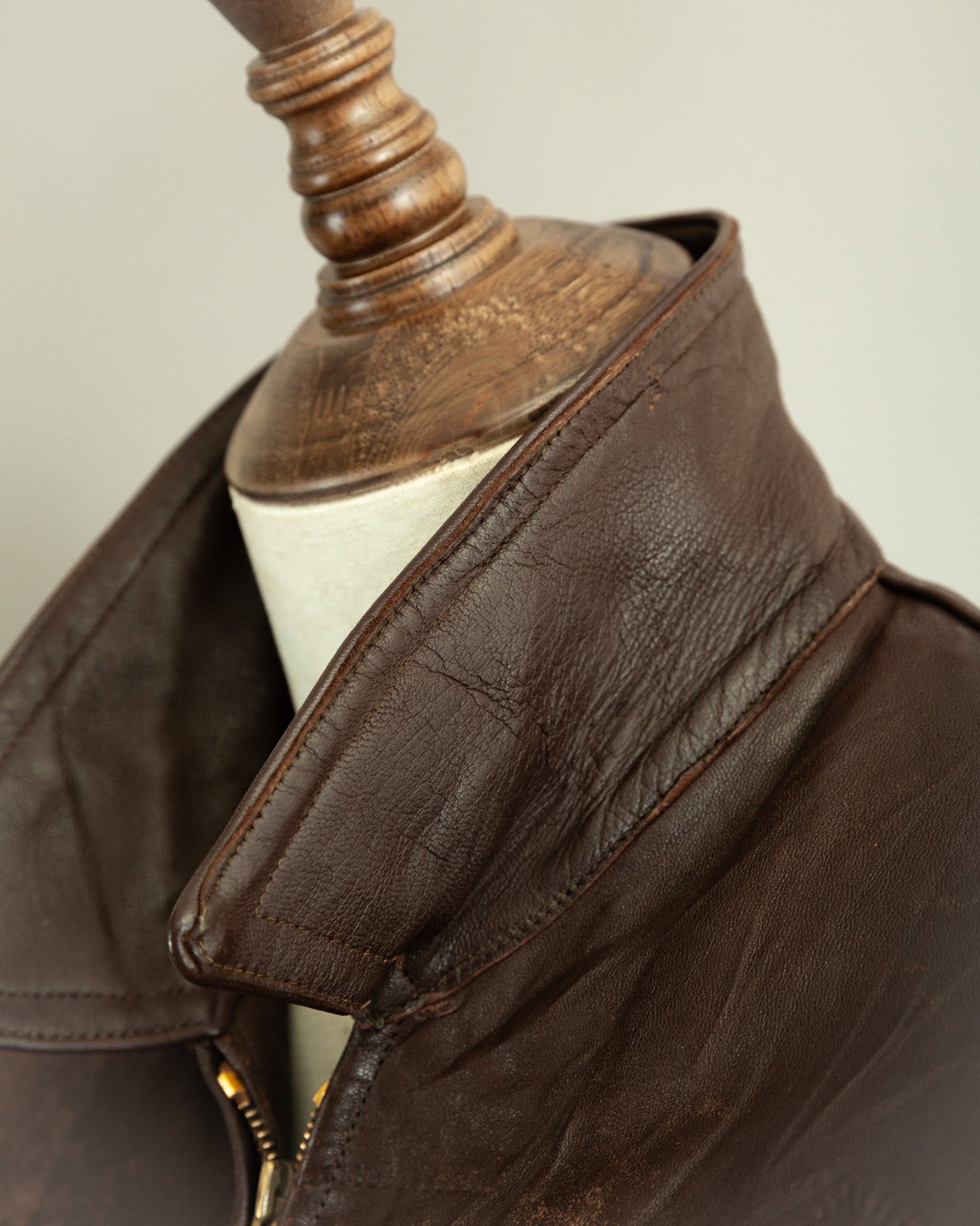 1950s French Vintage Leather Work Jacket (44-46)