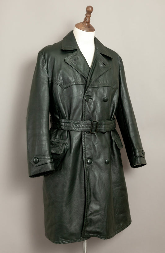 WW2 German Officer’s Horsehide Leather Trench Coat - XL (44-46)