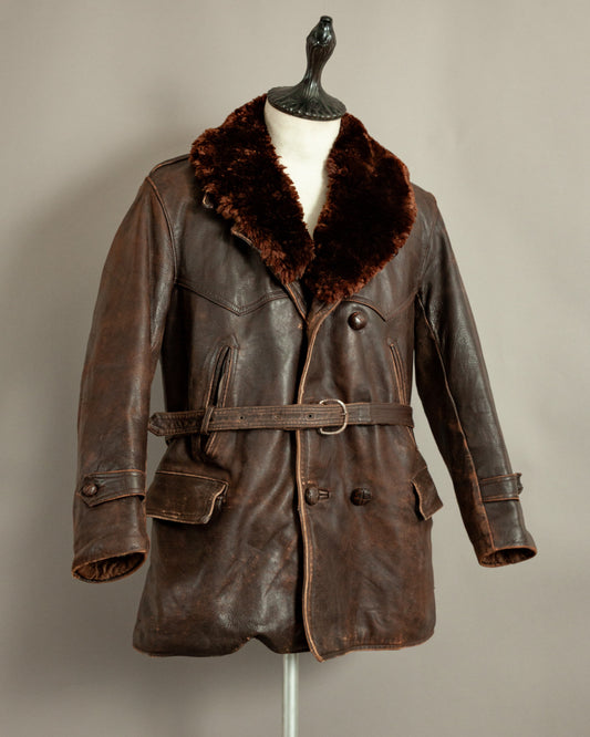 1940s French Barnstormer Leather Coat Medium (42)