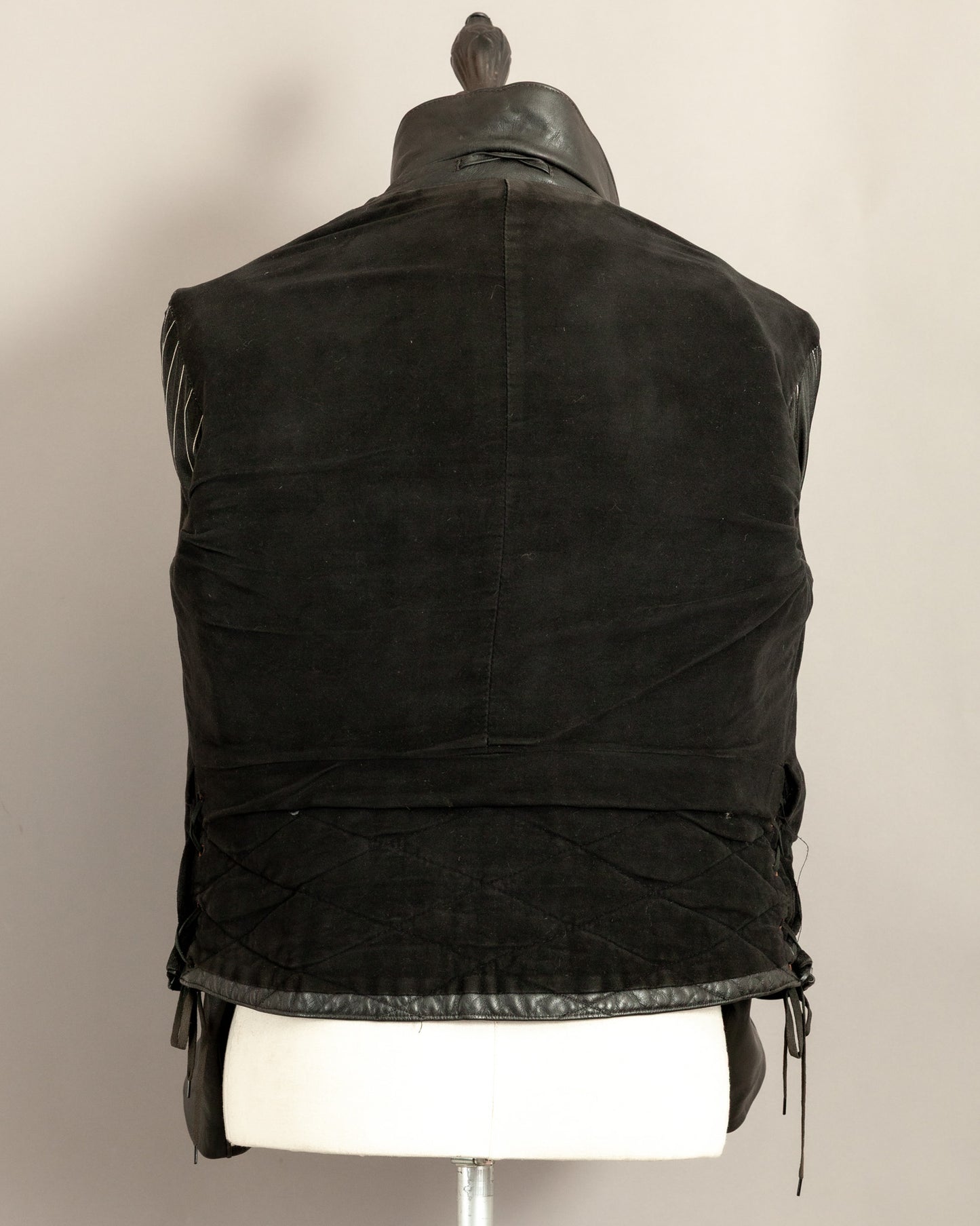 Vintage 1950s German Black Leather Motorcycle Jacket Small (38)