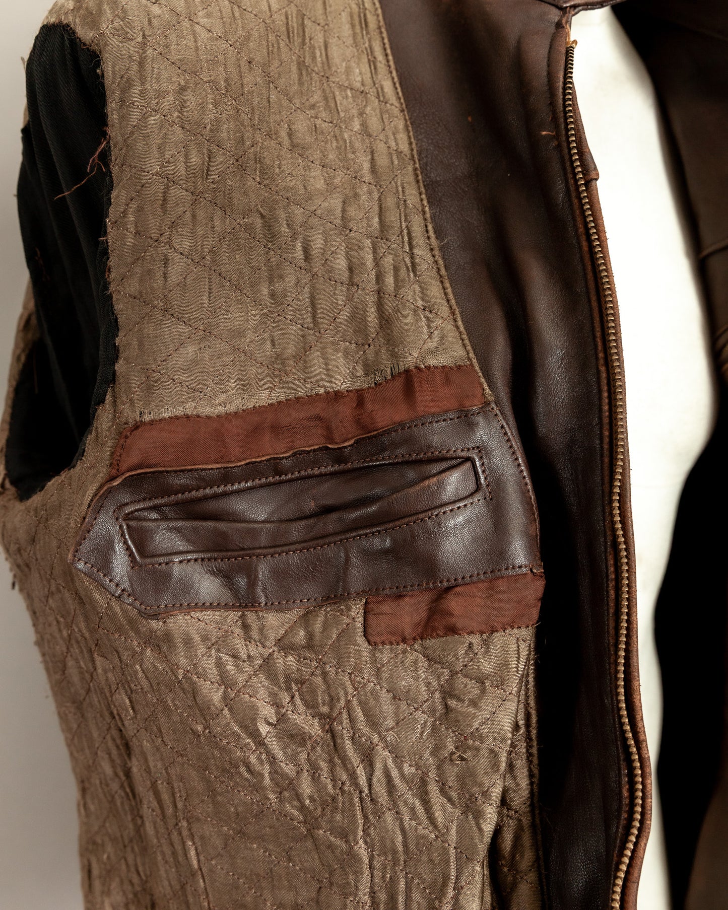 Vintage 1940s French Horsehide Leather Car Coat Large (44S)