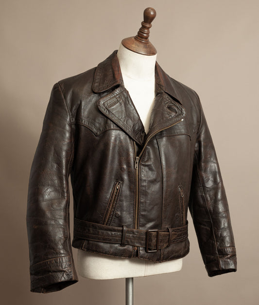 WWII 1940s German Gelmok Horsehide Leather Motorcycle Jacket