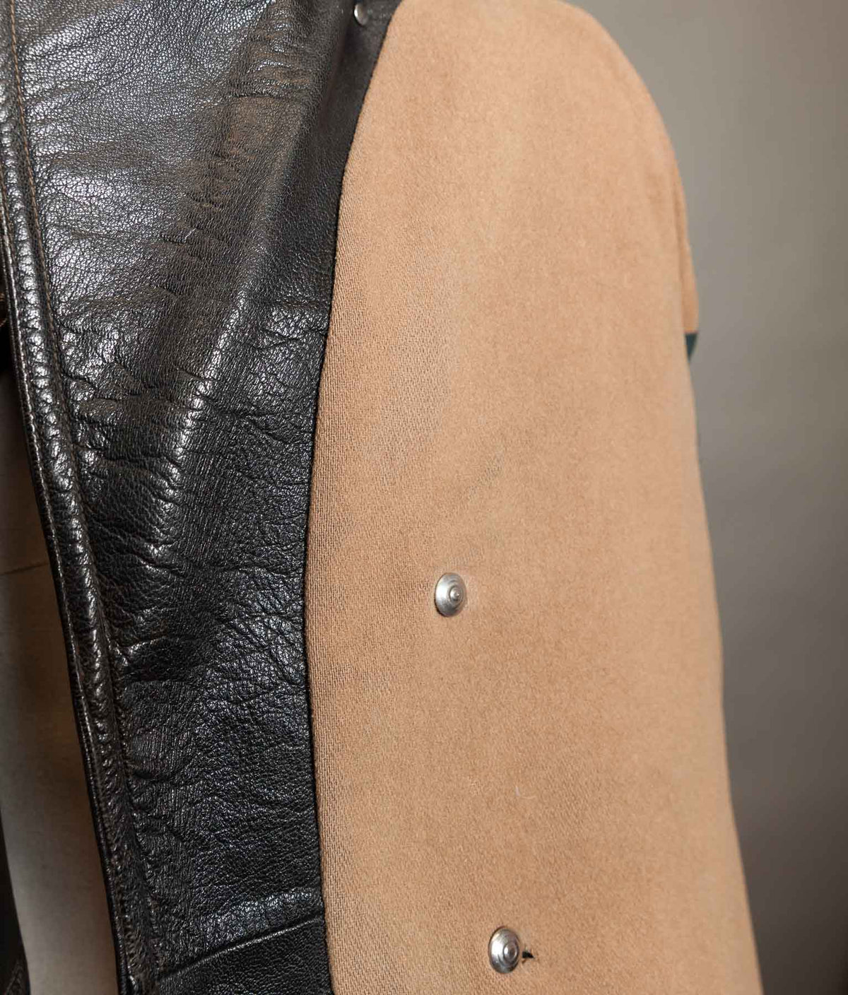 Vintage 1950s Italian Police Motoring Coat, Goatskin, Knitted Wool Collar