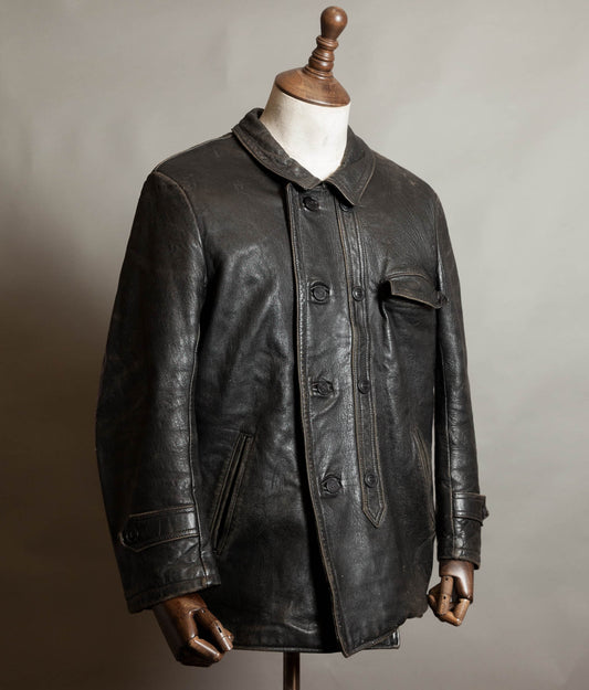 Vintage 1970s French Le Corbusier Leather Work Jacket
