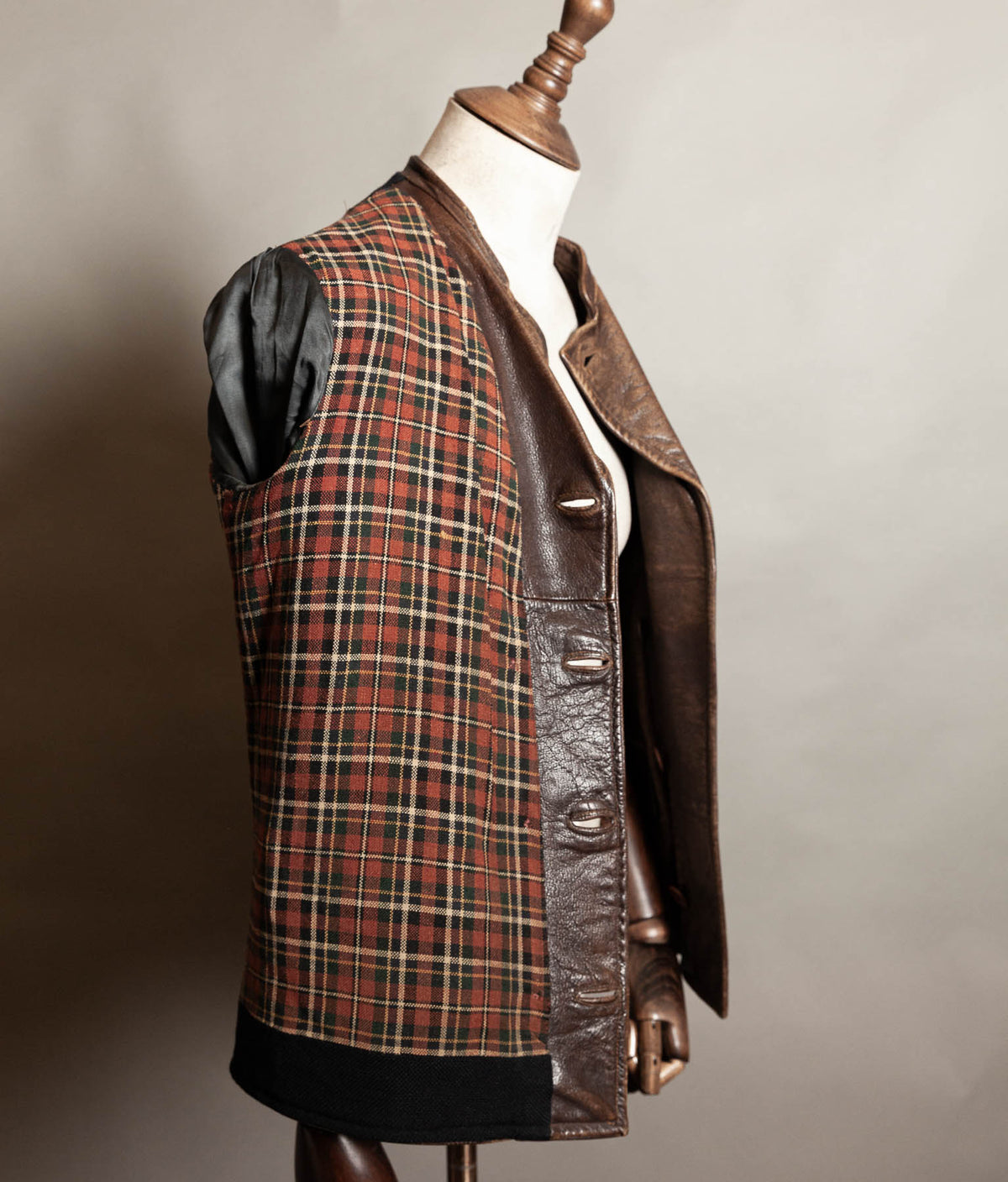 Vintage 1940s–50s Swedish Jofa Leather Work Jacket, Double-Breasted Goatskin