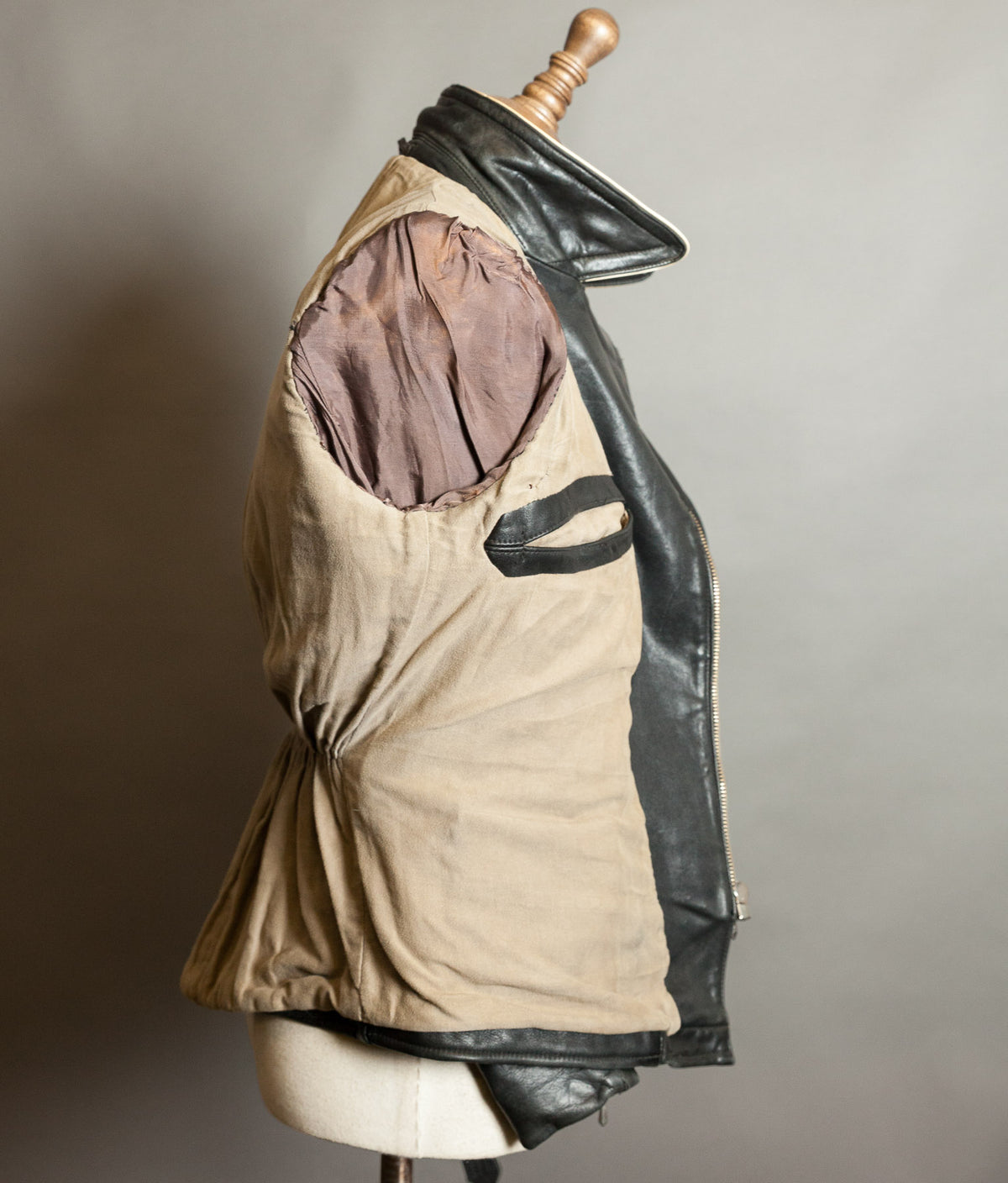 Vintage 1950s German Motorrad Leather Motorcycle Jacket RIES Zip