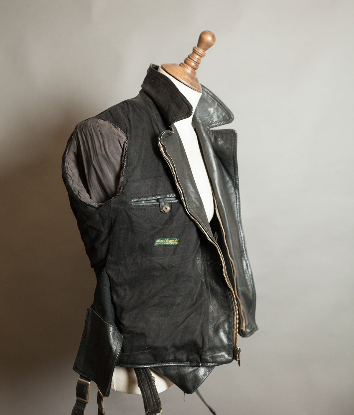 Vintage 1950s German Motorrad Leather Motorcycle Jacket RUHR Zip