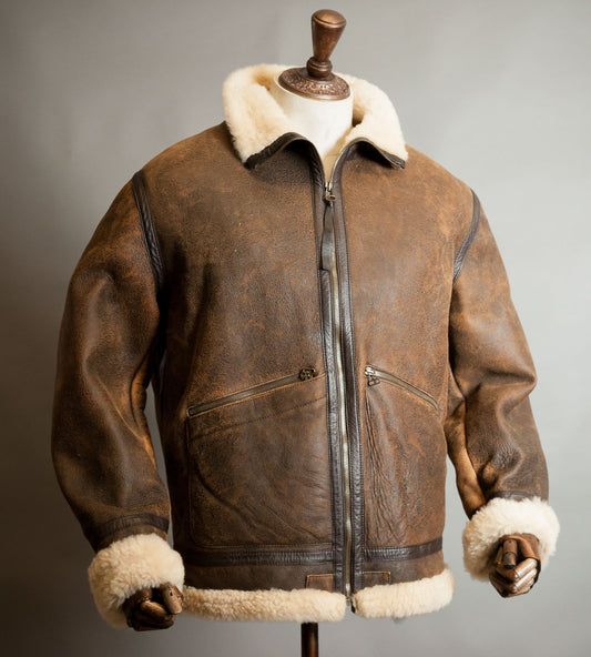 Vintage Dolce & Gabbana Lambskin Shearling Aviator Jacket – Distressed Tobacco, Made in Italy