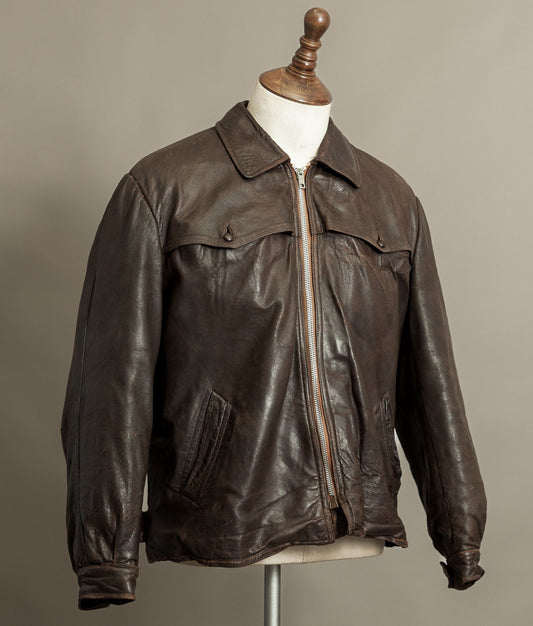 Vintage Late 1940s Czechoslovakian Leather Jacket Removable Mouton Liner