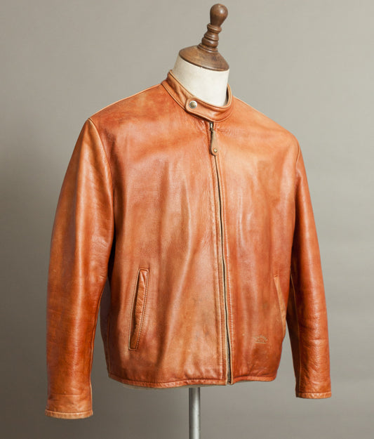 Vintage Schott NYC AT877 Leather Rider Jacket Made in USA Café Racer