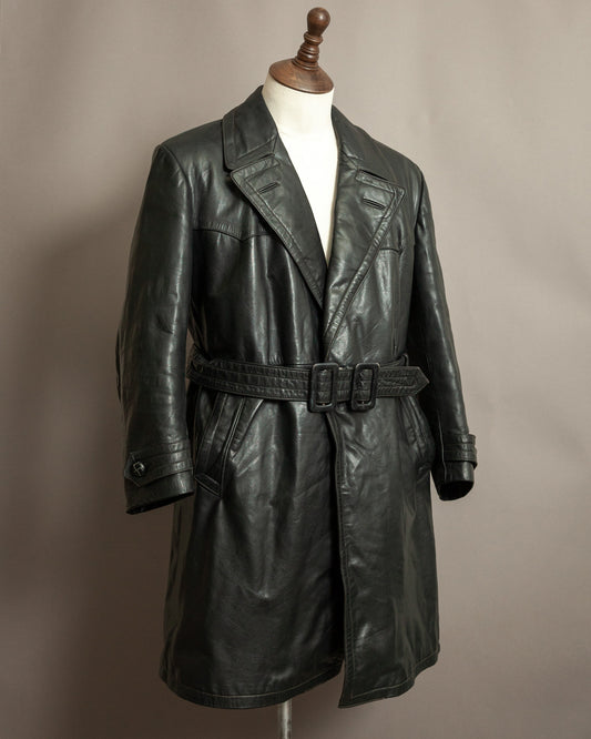 Vintage 1930s German Leather Trench Coat Medium (42)
