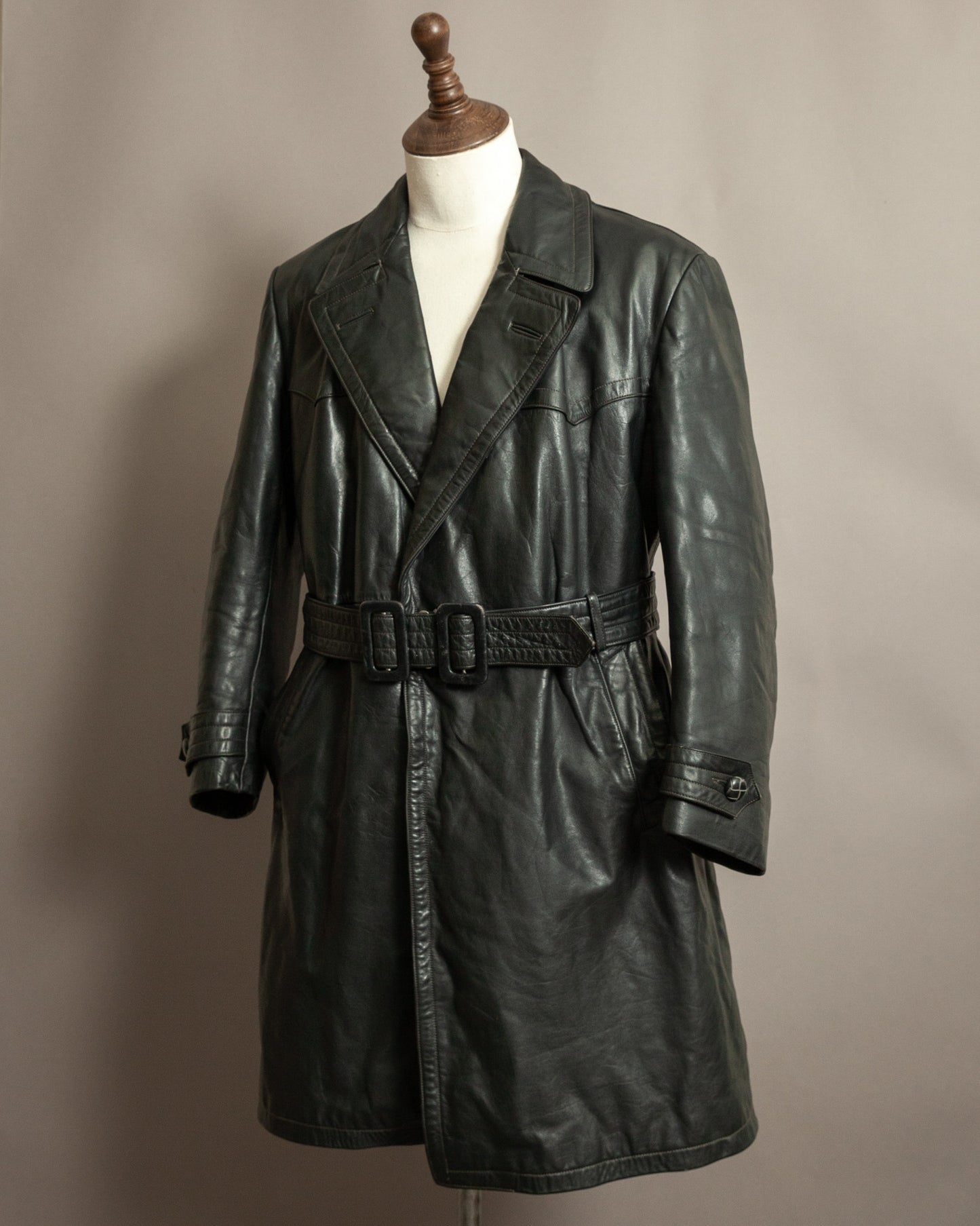 Vintage 1930s German Leather Trench Coat Medium (42)