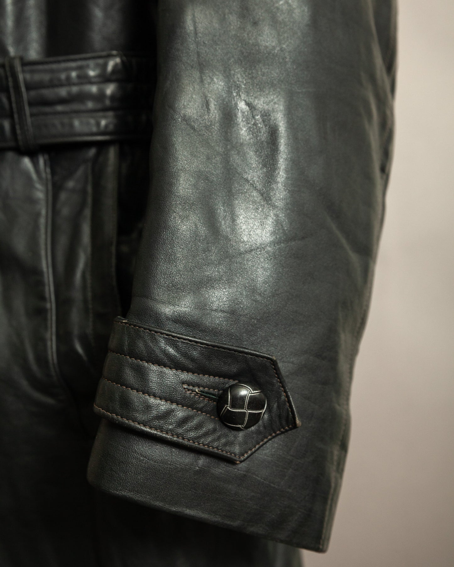 Vintage 1930s German Leather Trench Coat Medium (42)