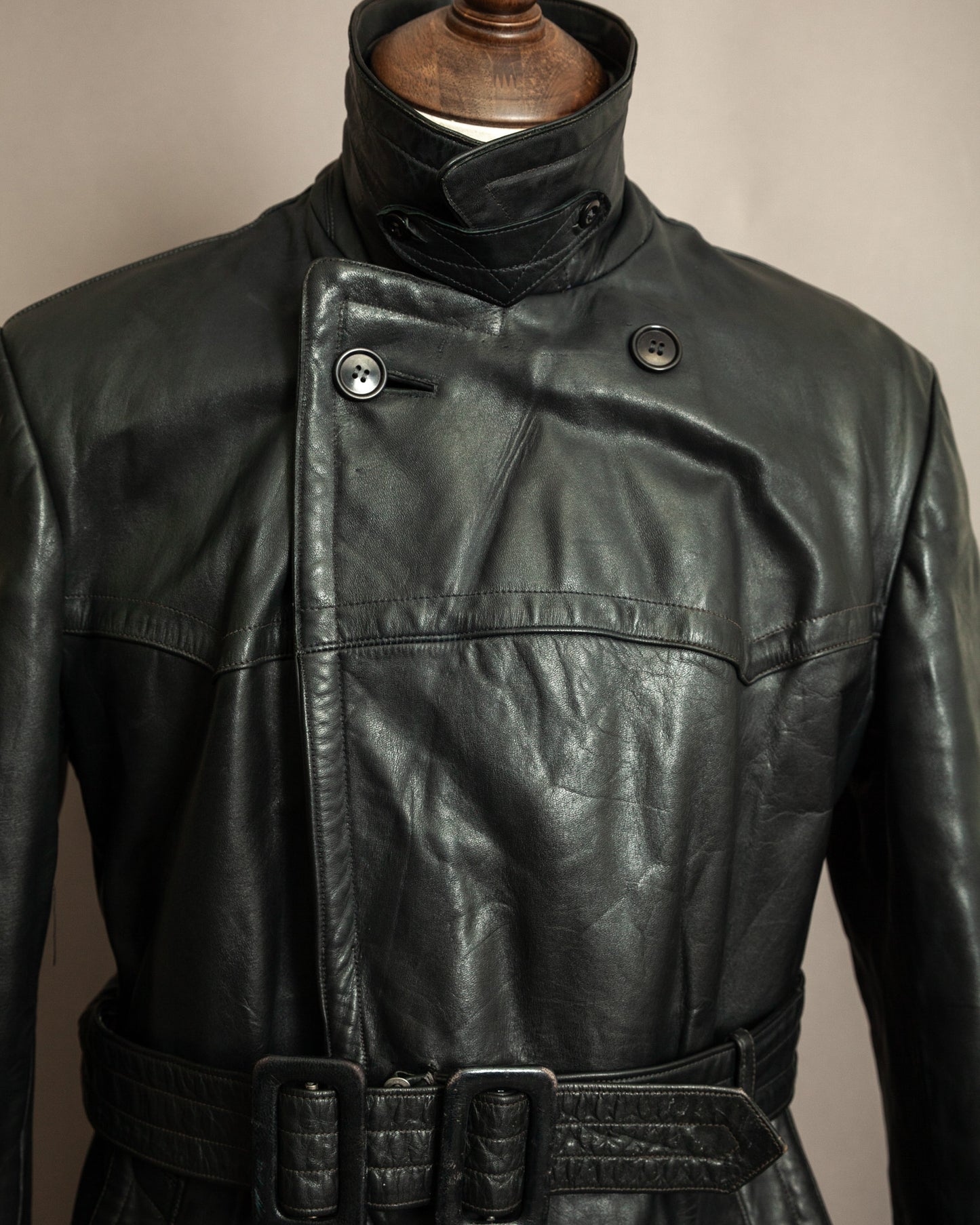 Vintage 1930s German Leather Trench Coat Medium (42)