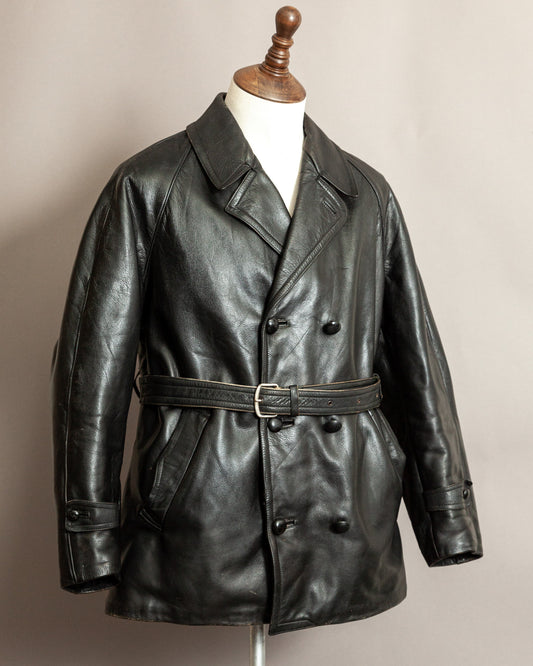 Vintage 1940s Italian Police Officers Leather Jacket - L (44)