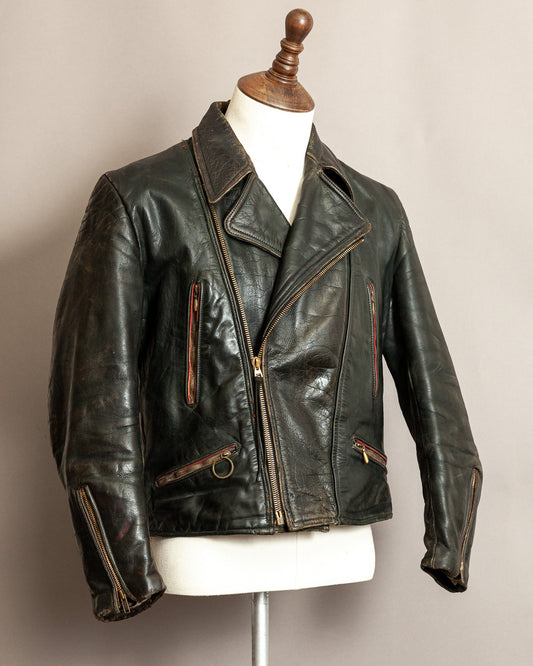 Vintage 1950s German Leather Motorcycle Jacket - Small (40)