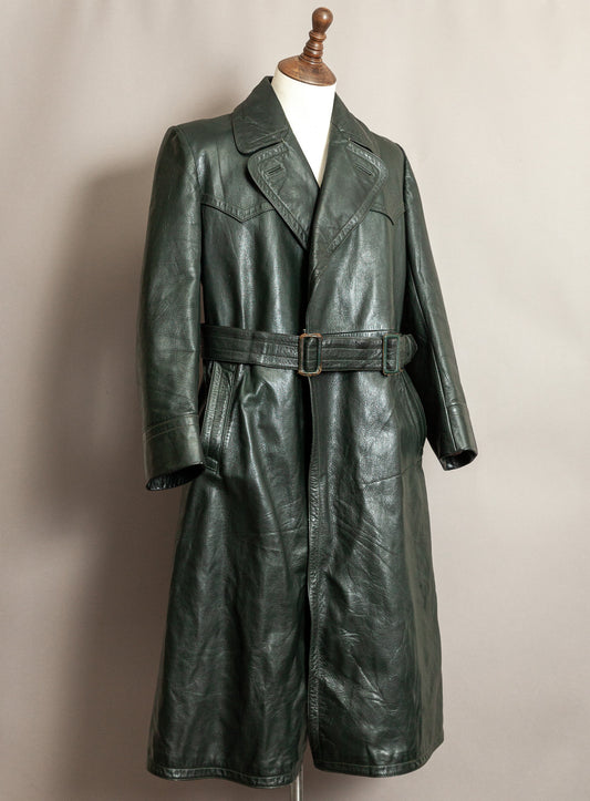 1940s German Wehrmacht Officer's Leather Trench Coat Large (44)