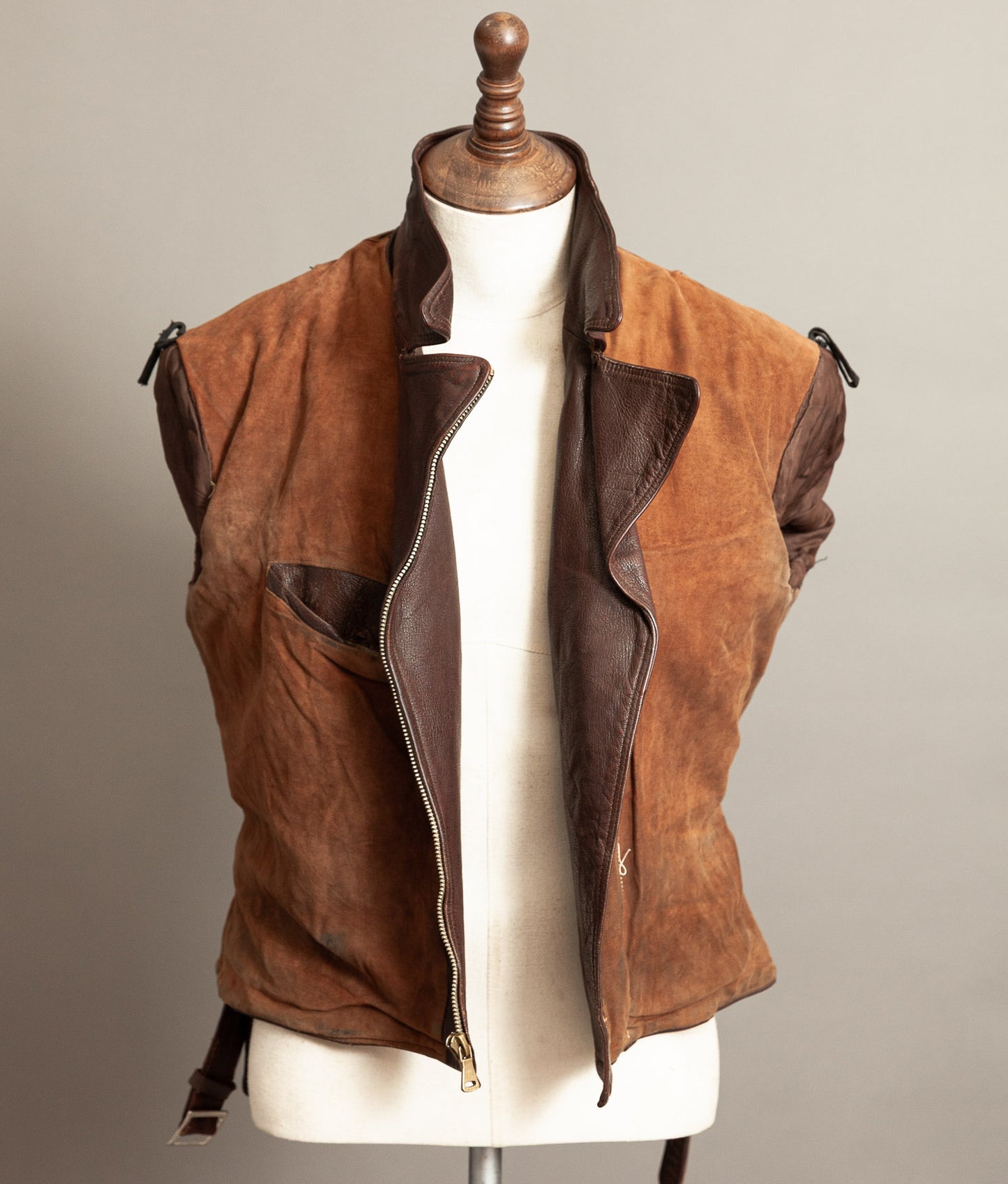 Vintage 1950s German Cowhide Leather Motorrad Motorcycle Jacket