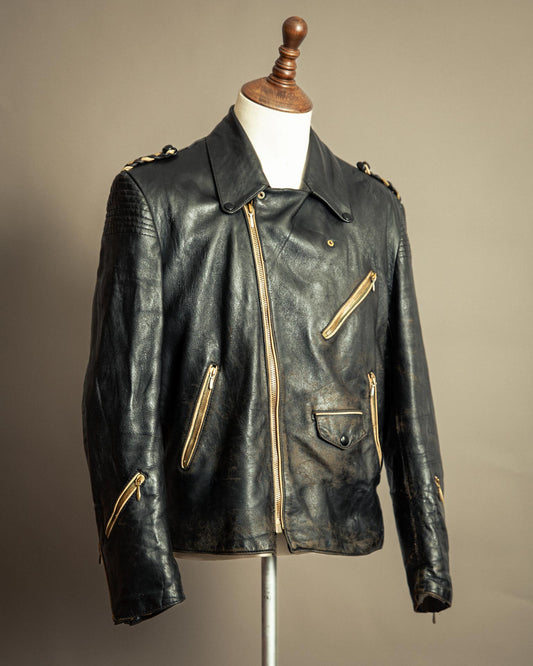 Vintage 1950s German Leather Motorcycle Jacket Large (44)