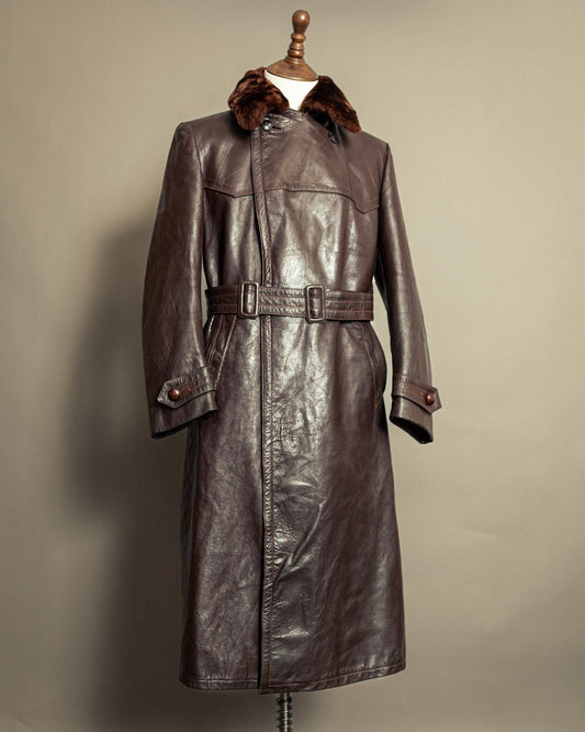 Vintage 1940s German Striwa Leather Trench Coat Medium (42)