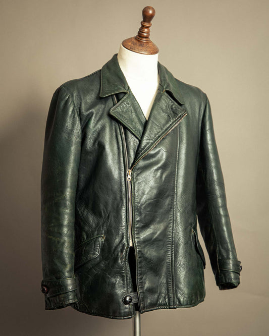 Vintage 1940s Striwa German Goatskin Leather Motorcycle Jacket Medium (42)