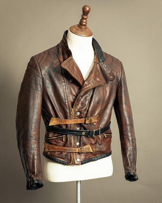 Vintage 1940s German Zipp Leather Motorcycle Jacket Small (38-40)