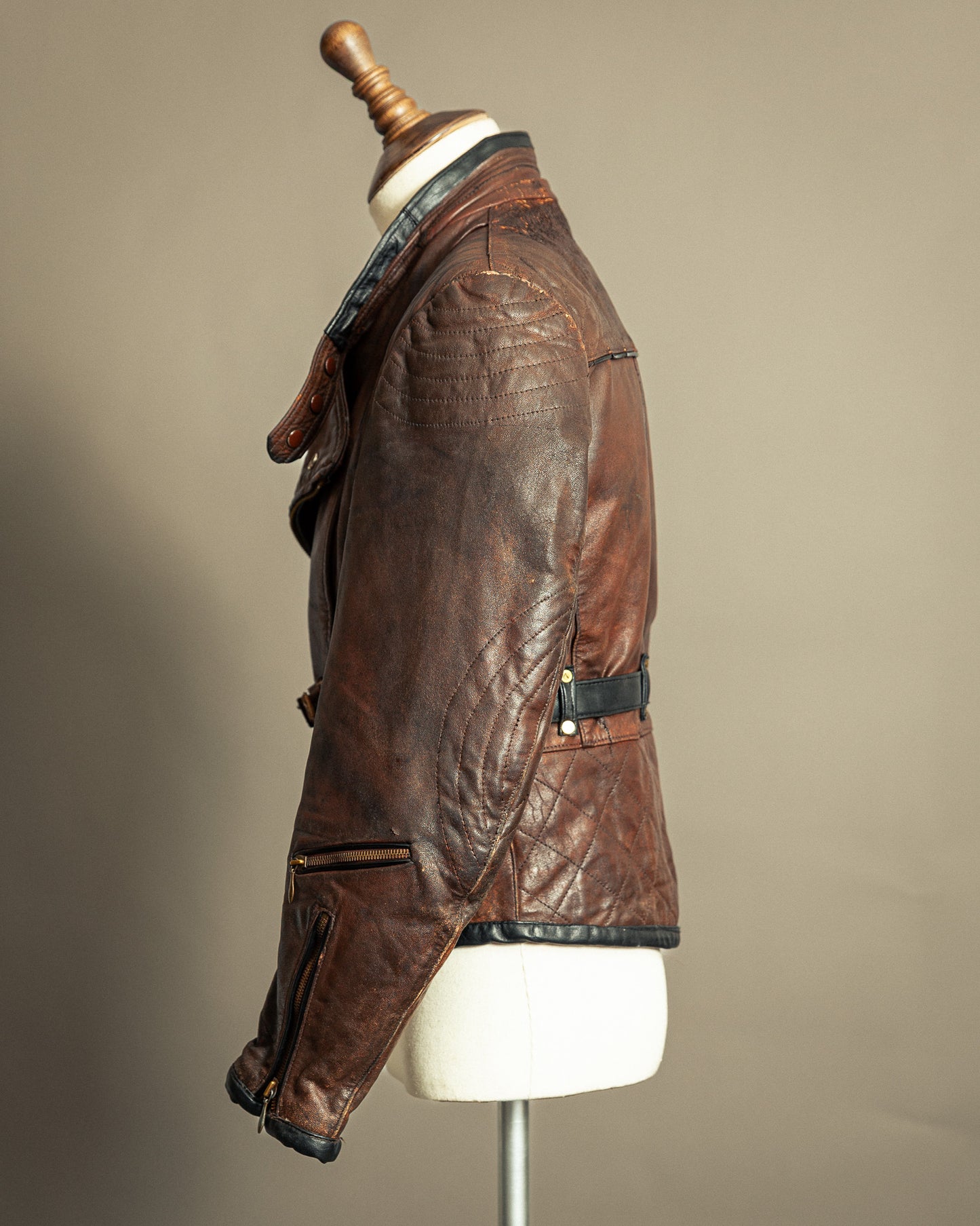 Vintage 1940s German Zipp Leather Motorcycle Jacket Small (38-40)