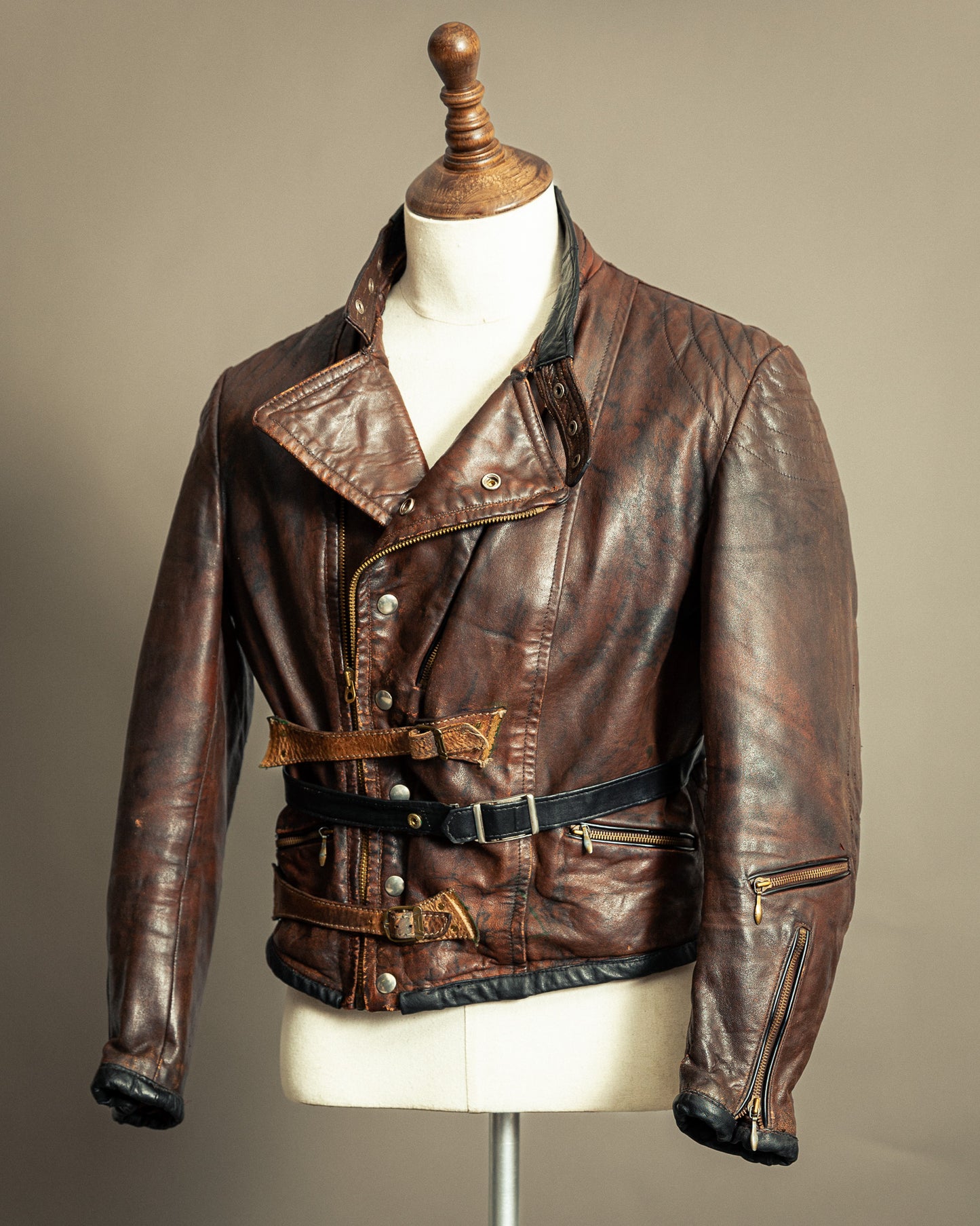 Vintage 1940s German Zipp Leather Motorcycle Jacket Small (38-40)