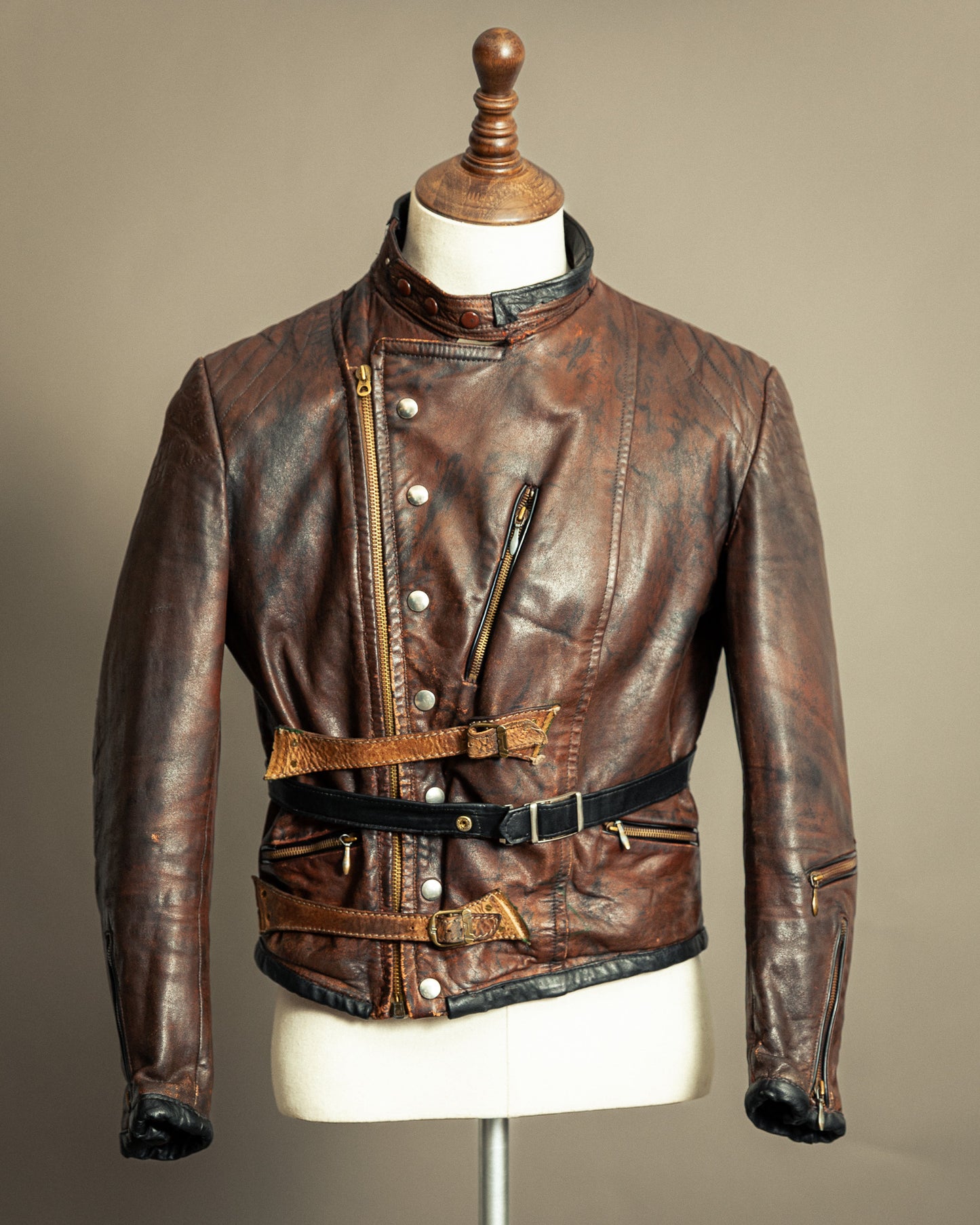 Vintage 1940s German Zipp Leather Motorcycle Jacket Small (38-40)