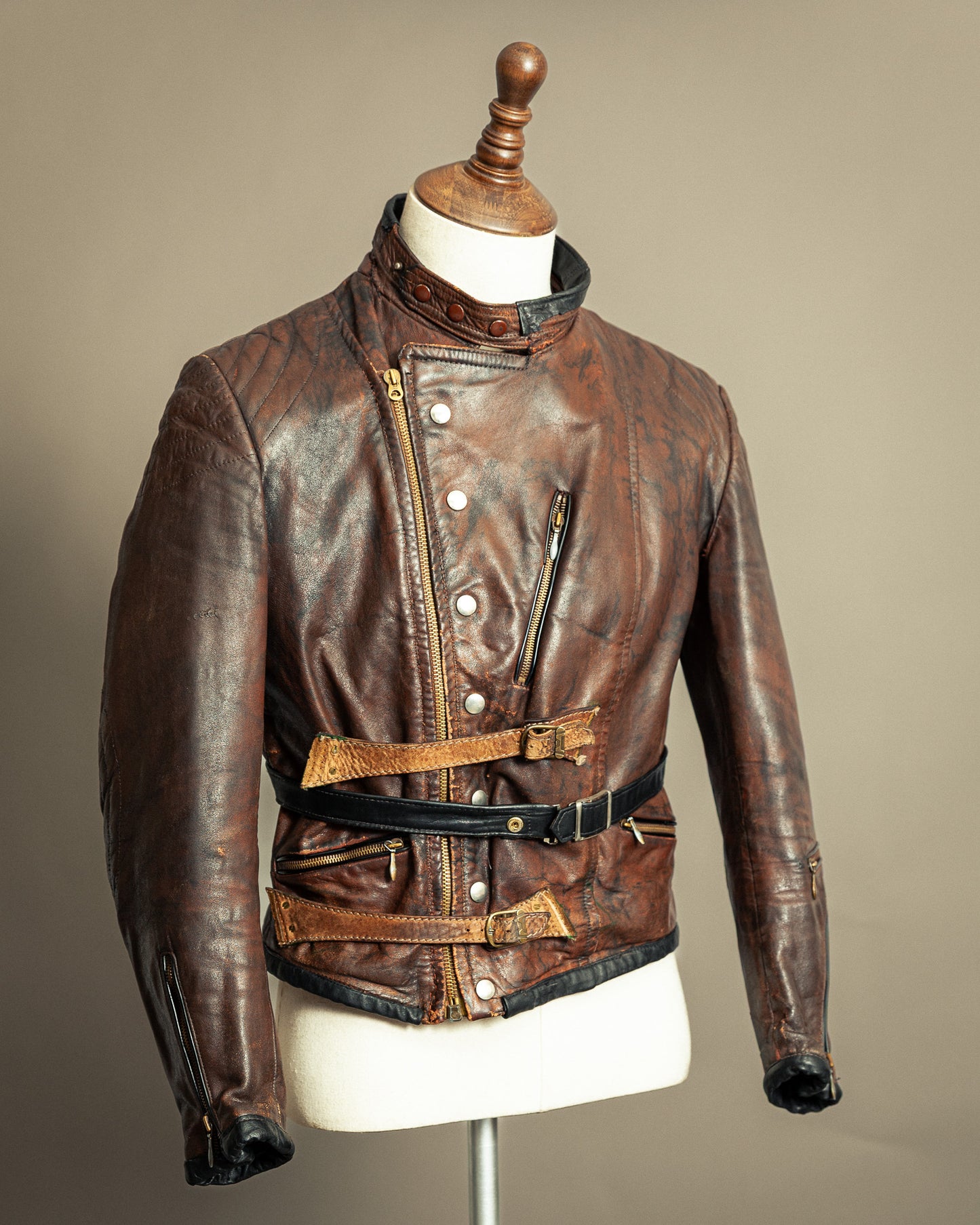 Vintage 1940s German Zipp Leather Motorcycle Jacket Small (38-40)