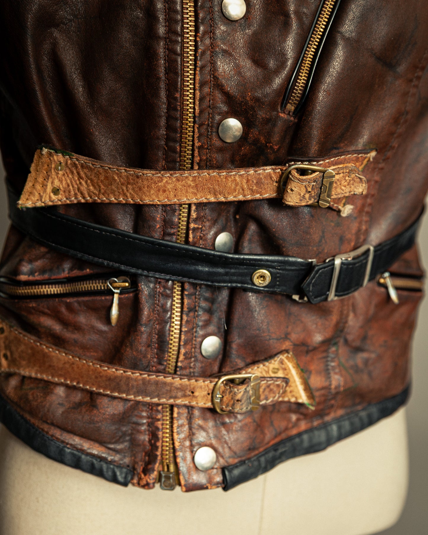 Vintage 1940s German Zipp Leather Motorcycle Jacket Small (38-40)
