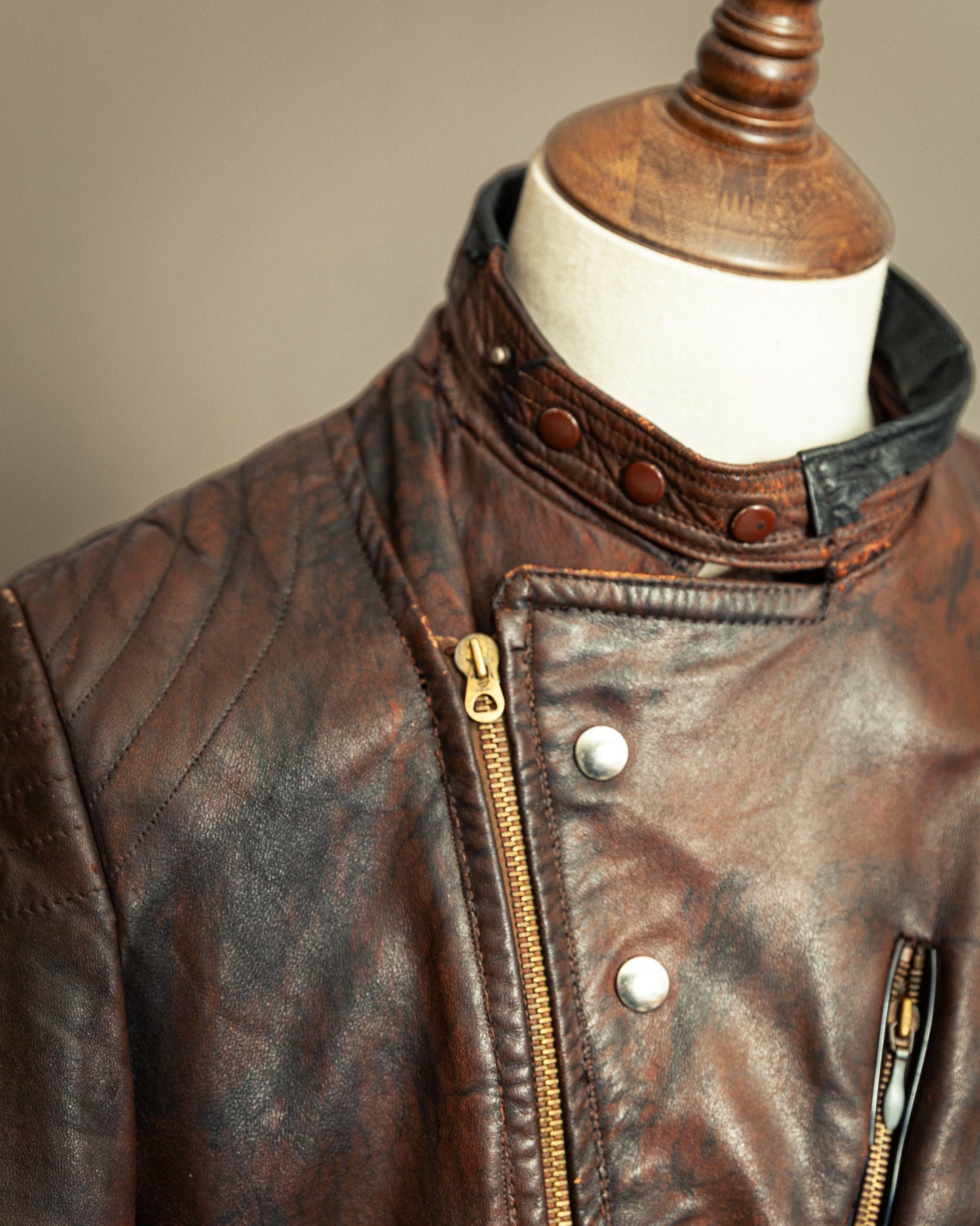 Vintage 1940s German Zipp Leather Motorcycle Jacket Small (38-40)