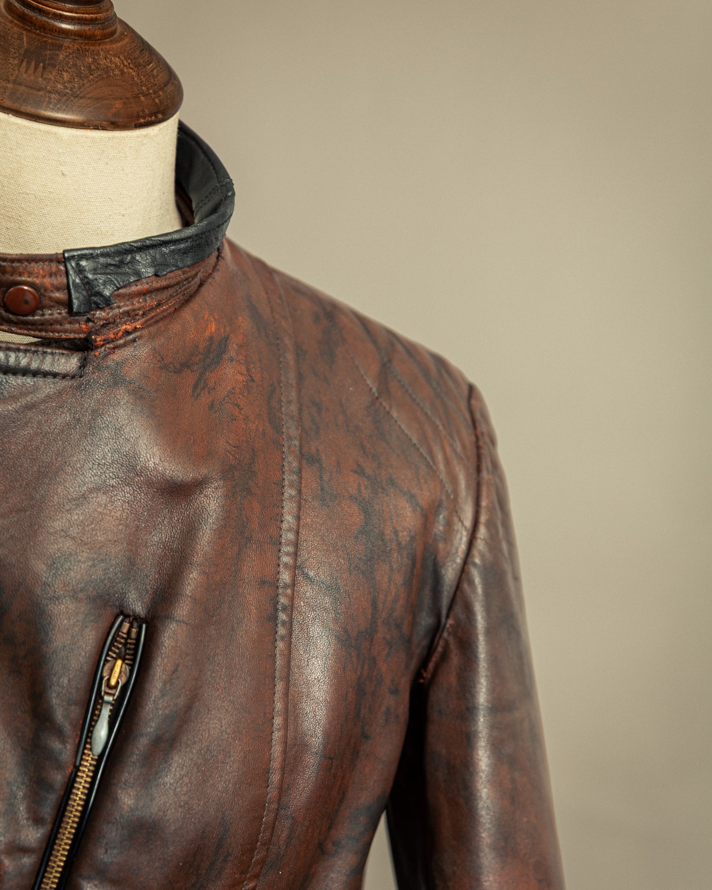 Vintage 1940s German Zipp Leather Motorcycle Jacket Small (38-40)