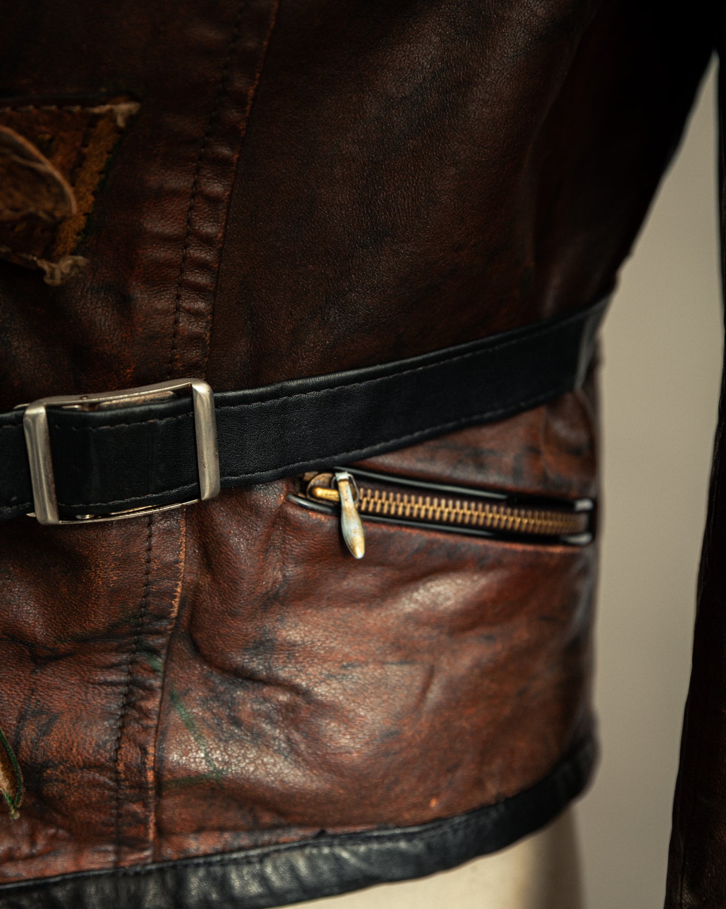 Vintage 1940s German Zipp Leather Motorcycle Jacket Small (38-40)