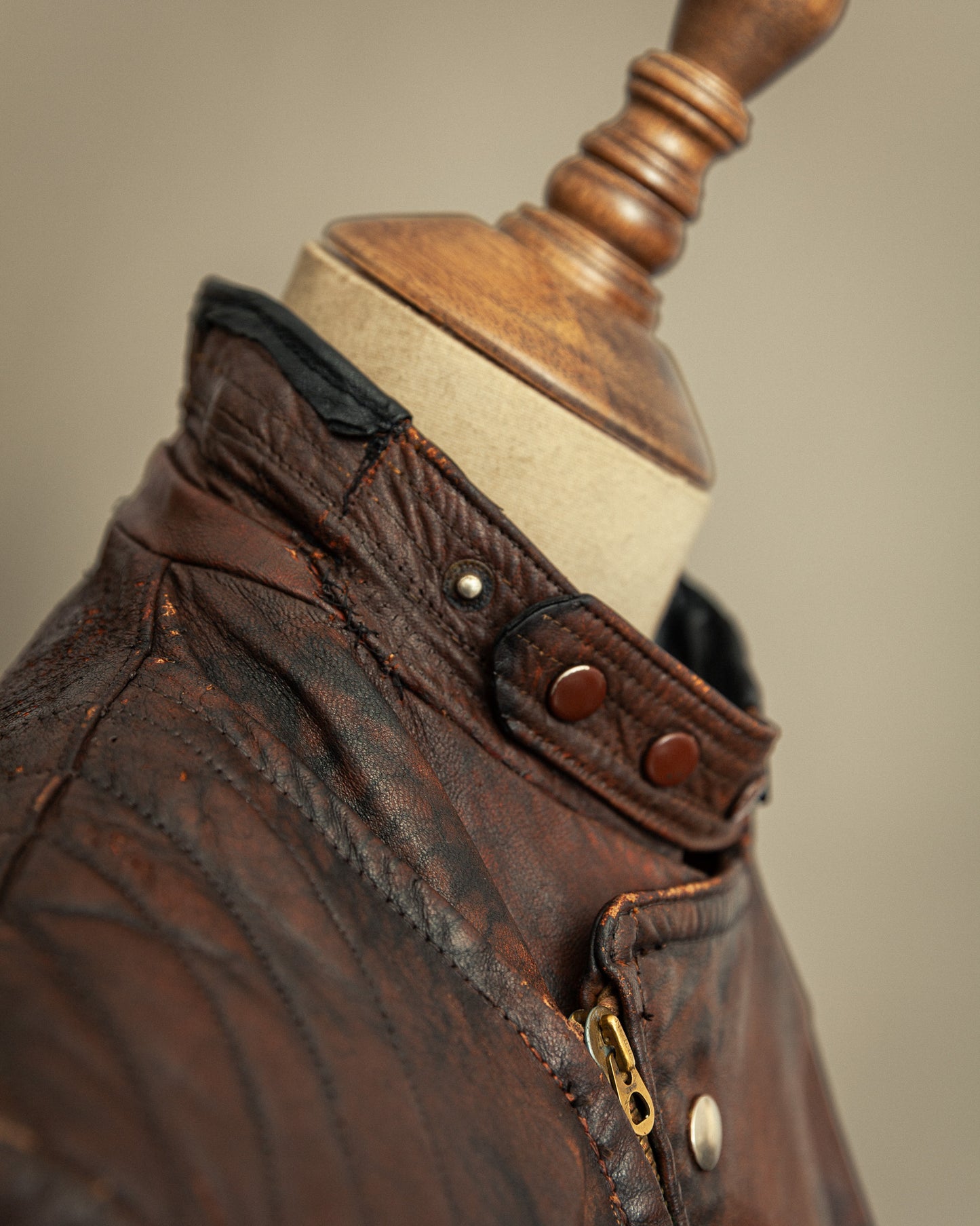 Vintage 1940s German Zipp Leather Motorcycle Jacket Small (38-40)