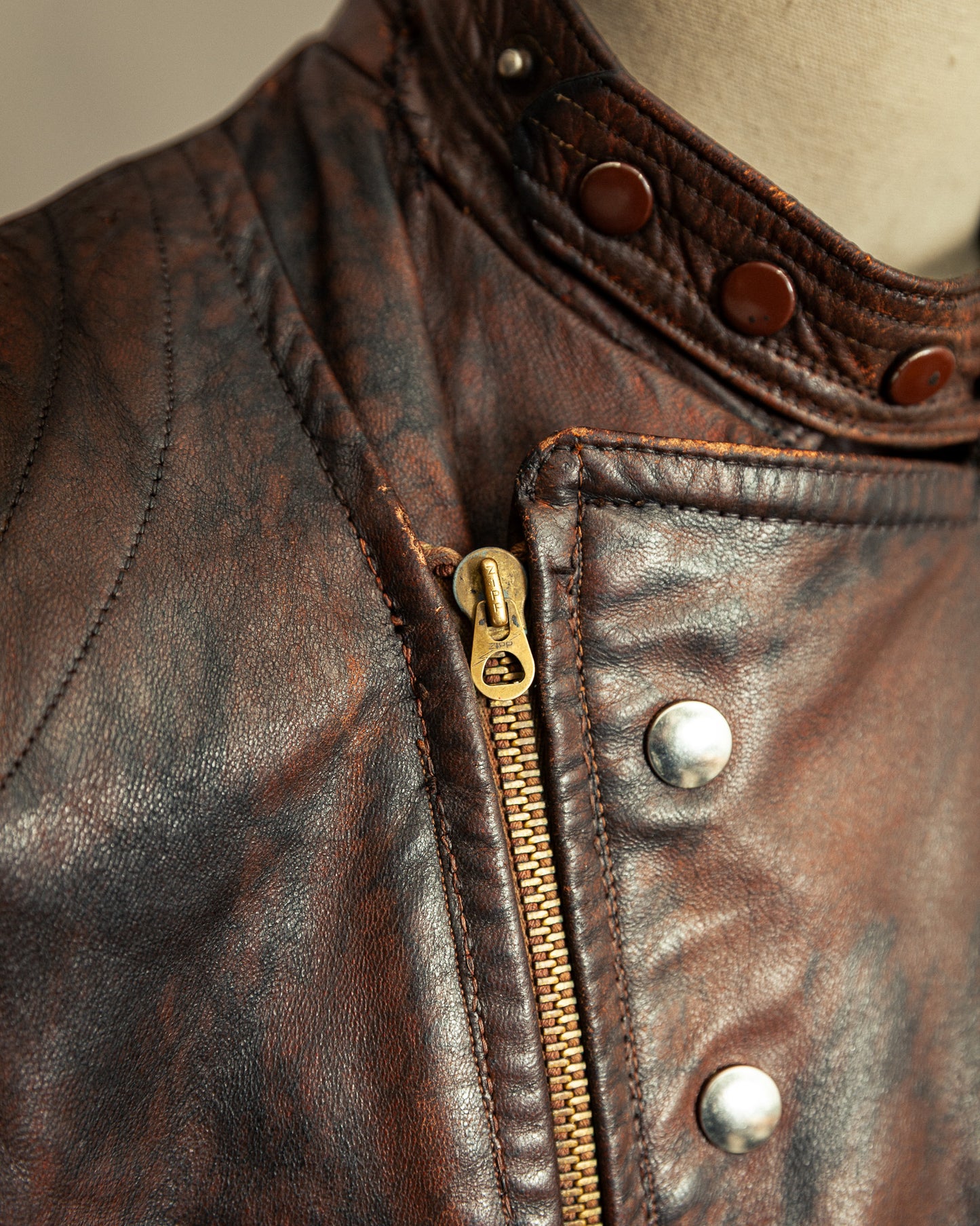 Vintage 1940s German Zipp Leather Motorcycle Jacket Small (38-40)