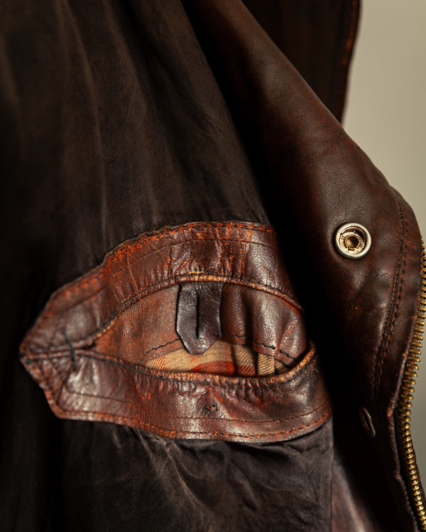 Vintage 1940s German Zipp Leather Motorcycle Jacket Small (38-40)