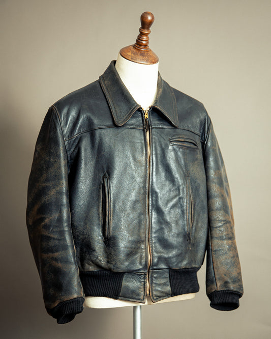 Vintage 1940s French Leather Aviator Blouson Jacket Large (44)