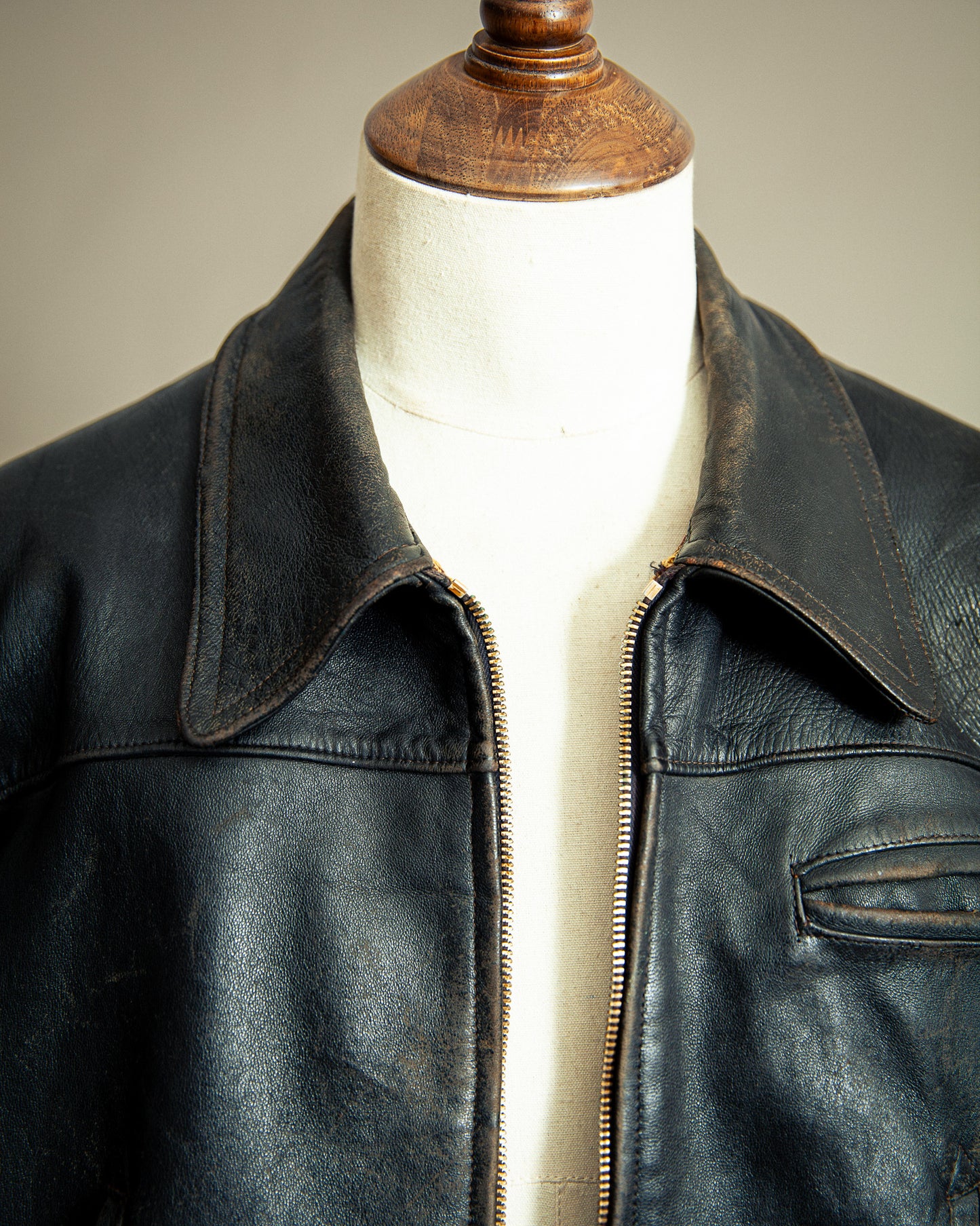 Vintage 1940s French Leather Aviator Blouson Jacket Large (44)