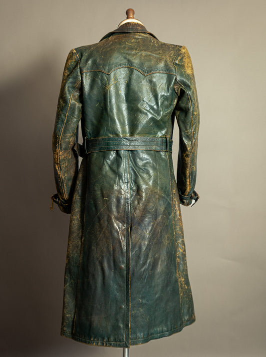 Vintage WW2 1940s German Goatskin Leather Trench Coat M (42)