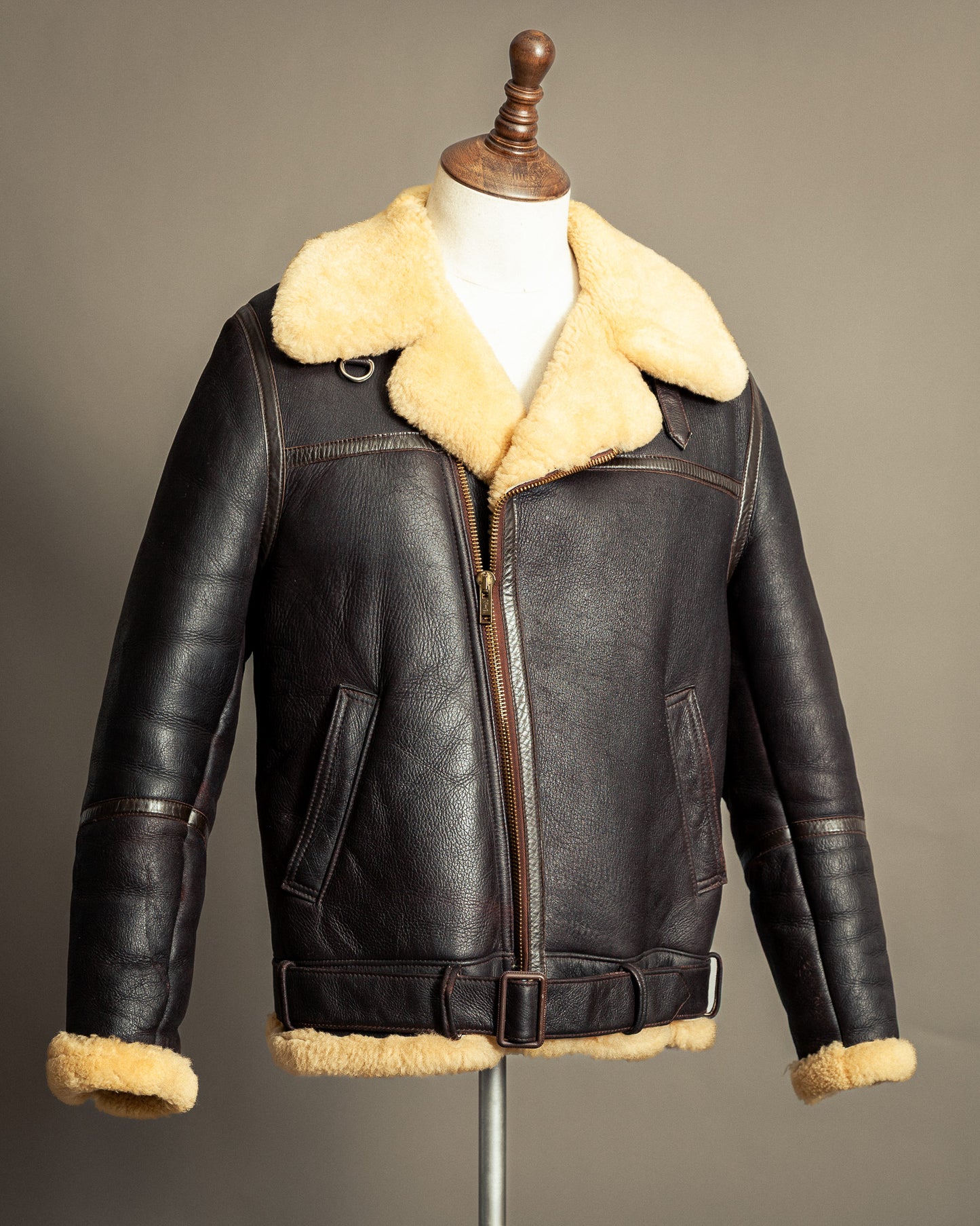 Vintage 1980s Sheepskin Shearling Flying Jacket Medium (42)