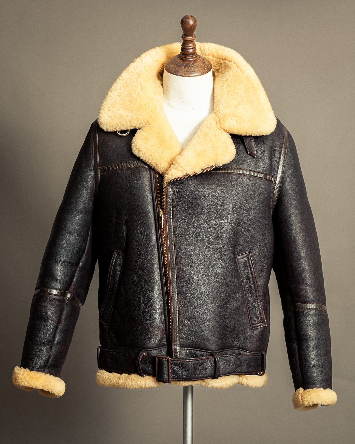 Vintage 1980s Sheepskin Shearling Flying Jacket Medium (42)